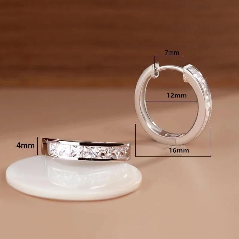 Shining Round Danggle Earrings Women Zircon Jewelry Birthday Gift