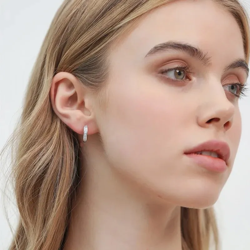 Shining Round Danggle Earrings Women Zircon Jewelry Birthday Gift
