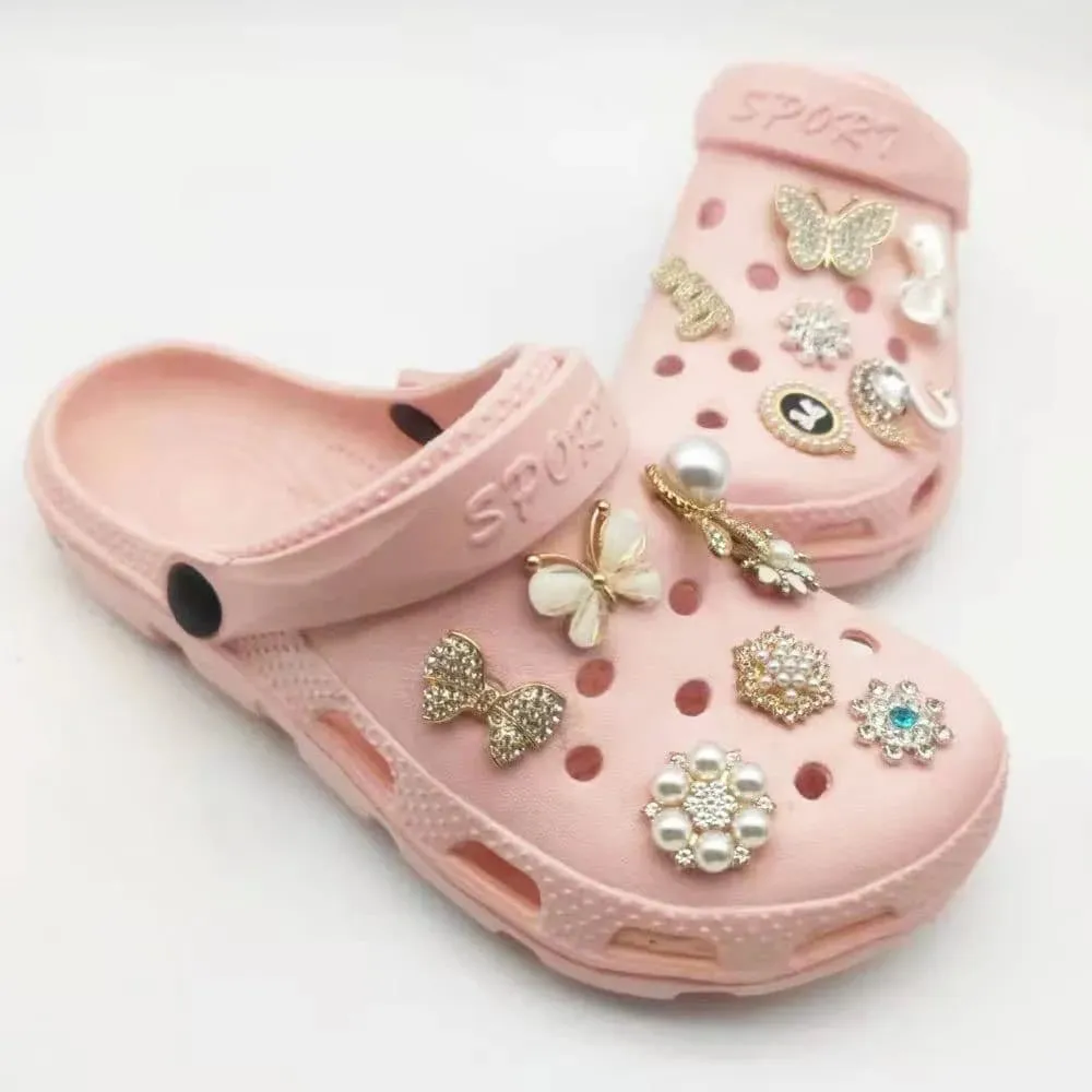 Shoe charms - Stars of gold with inset pearl