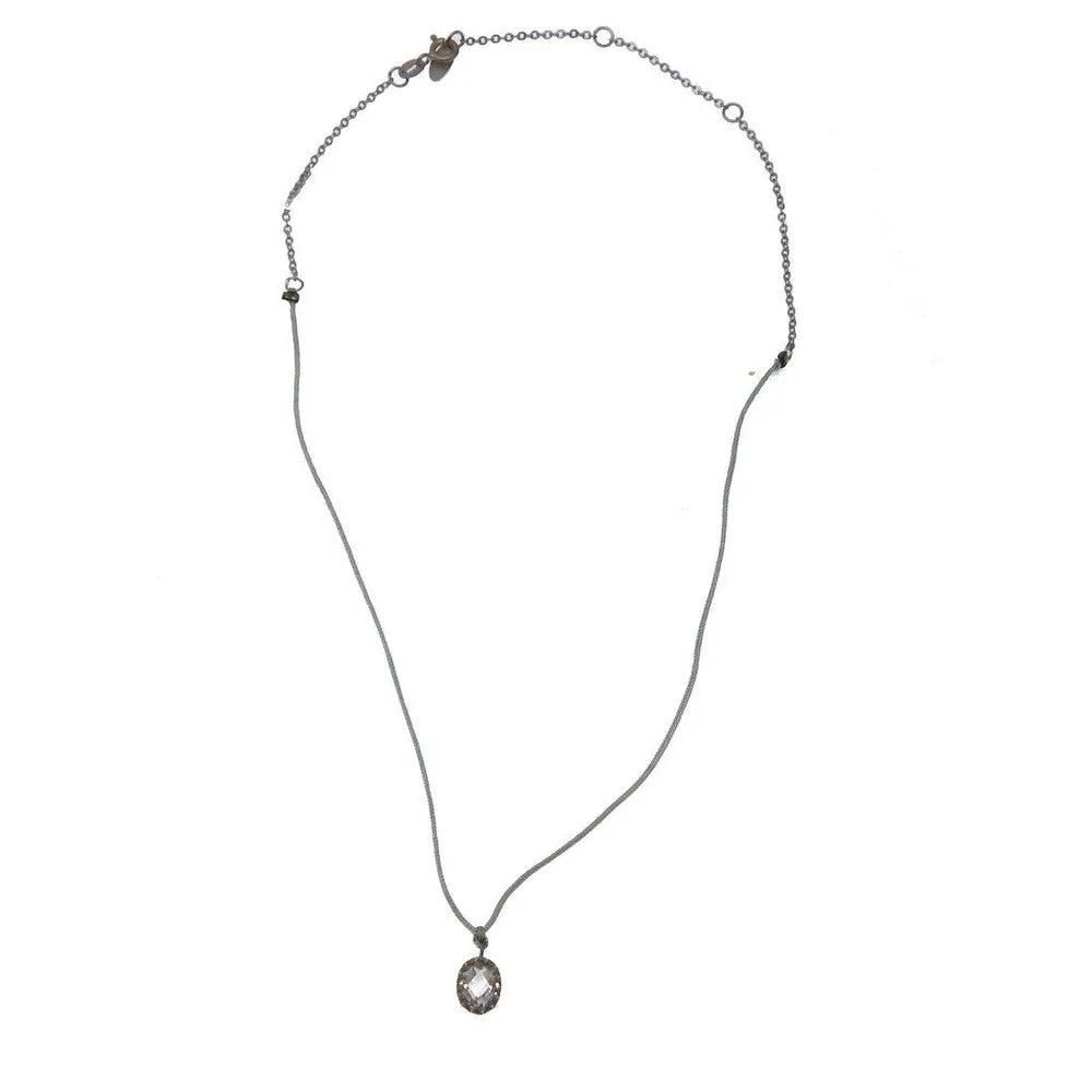Silver and Cord Crystal Pendant