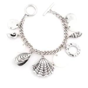 SILVER AND MOTHER OF PEARL  BRACELETS #SB29089 SIL/MOP (AA7)