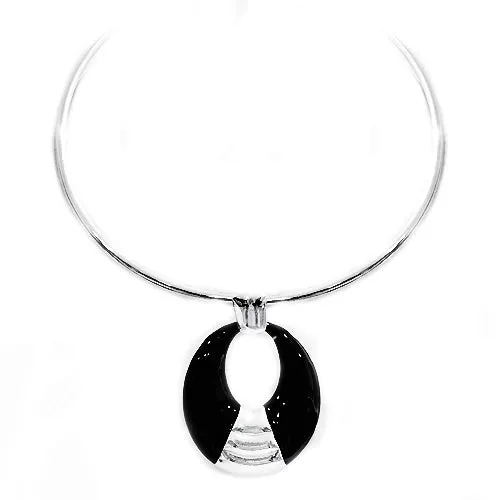 SILVER-BLACK NECKLACE  #SC29775_S-BLACK (GH2)