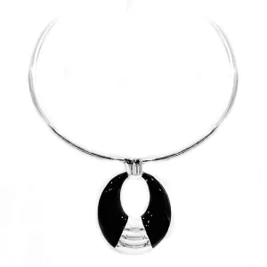 SILVER-BLACK NECKLACE  #SC29775_S-BLACK (GH2)