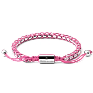 Silver Braided Box Chain Bracelet in Pink