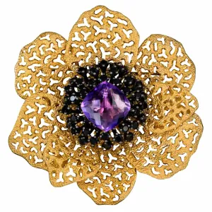 Silver Coronaria Brooch/Pendant with Amethyst