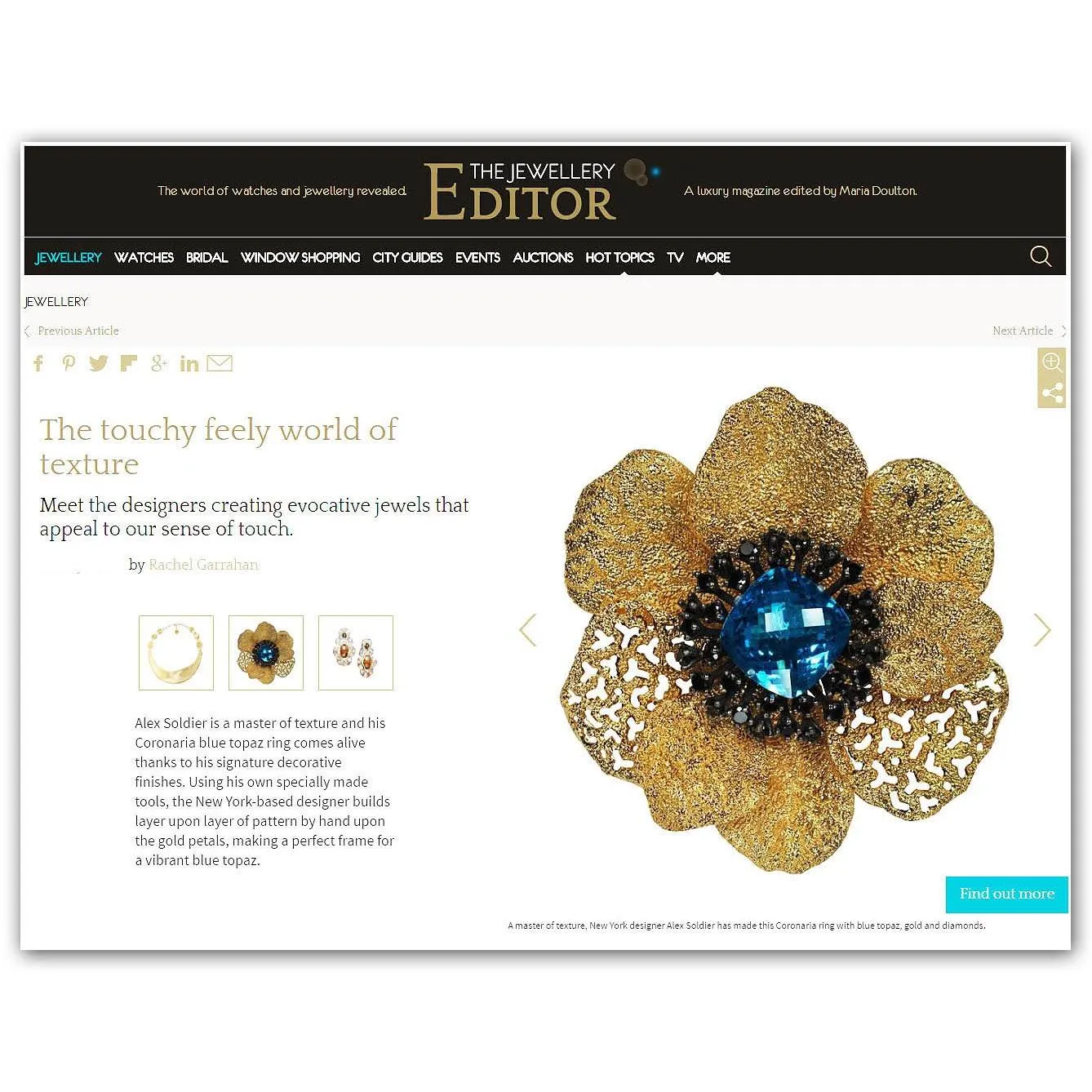 Silver Coronaria Brooch/Pendant with Blue Topaz, Spinel