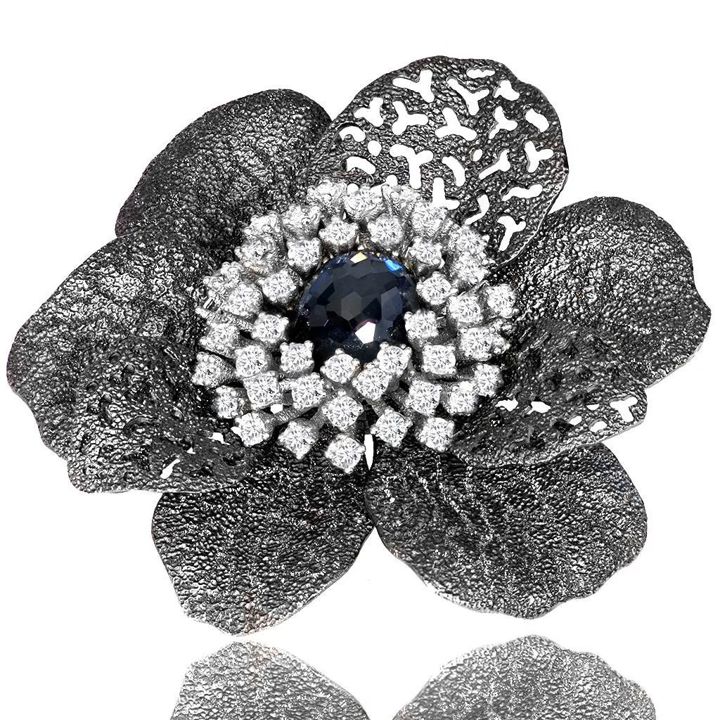 Silver Coronaria Brooch/Pendant with Hematite & Quartz