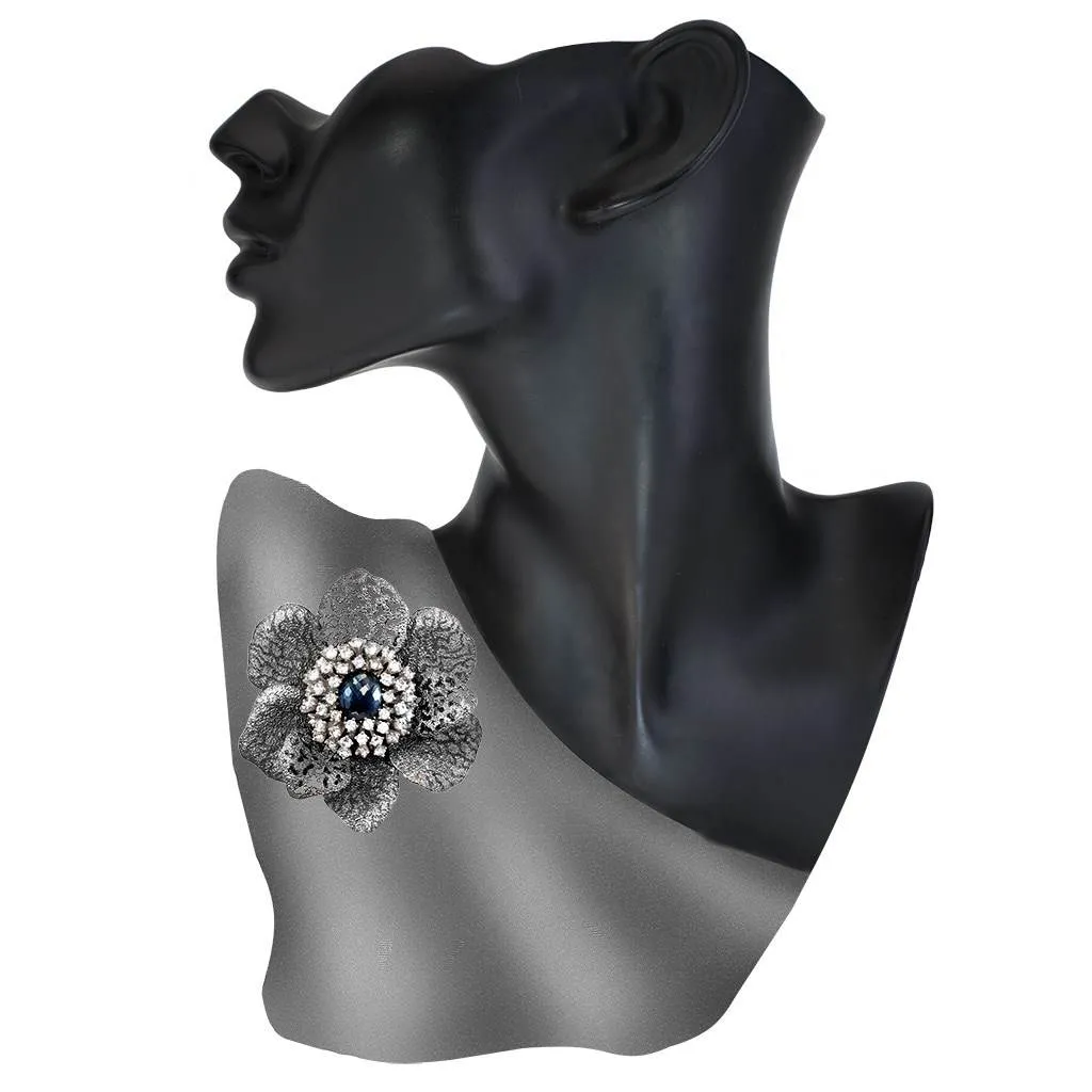 Silver Coronaria Brooch/Pendant with Hematite & Quartz