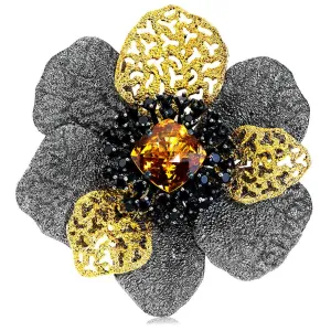 Silver Coronaria Brooch/Pendant with Spinel & Citrine