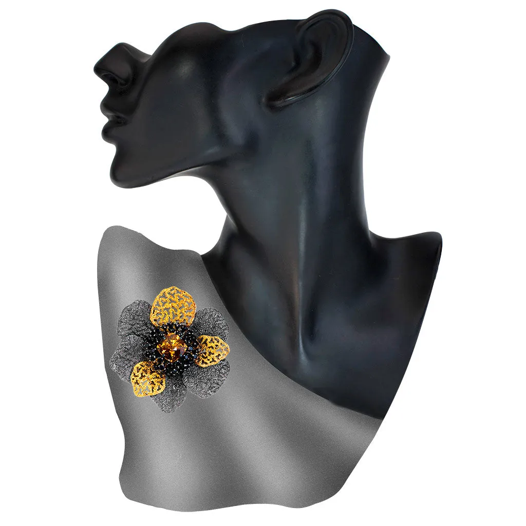 Silver Coronaria Brooch/Pendant with Spinel & Citrine