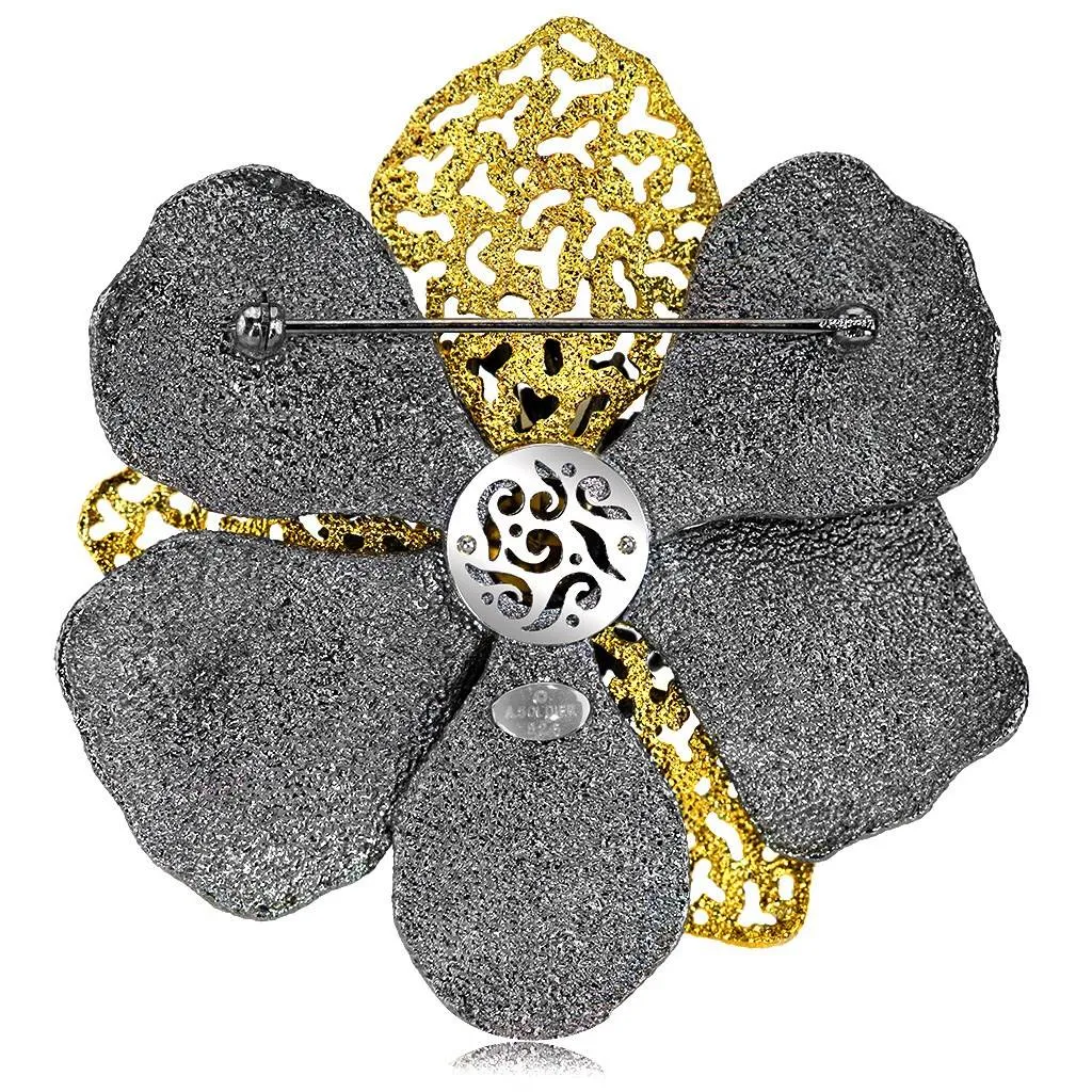 Silver Coronaria Brooch/Pendant with Spinel & Citrine