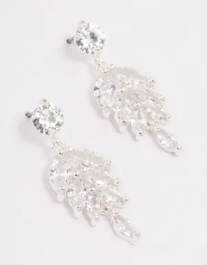 Silver Cubic Zirconia Drop Statement Earrings