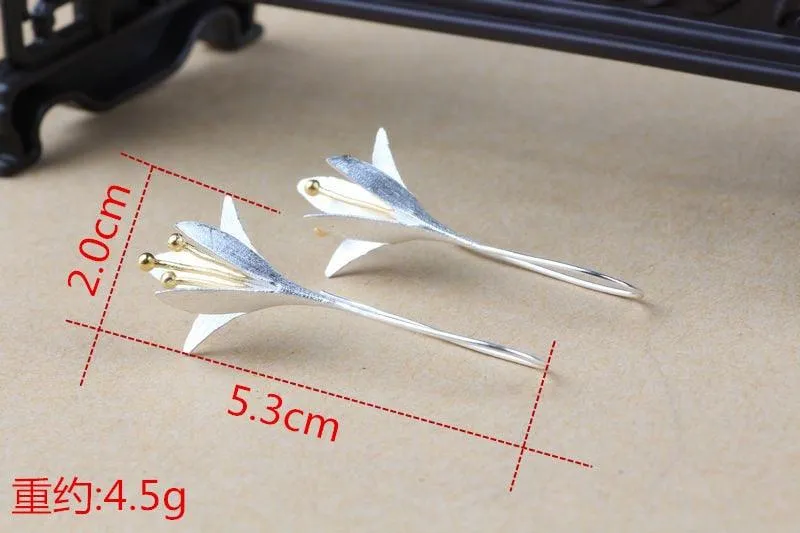Silver Flower Drop Earrings
