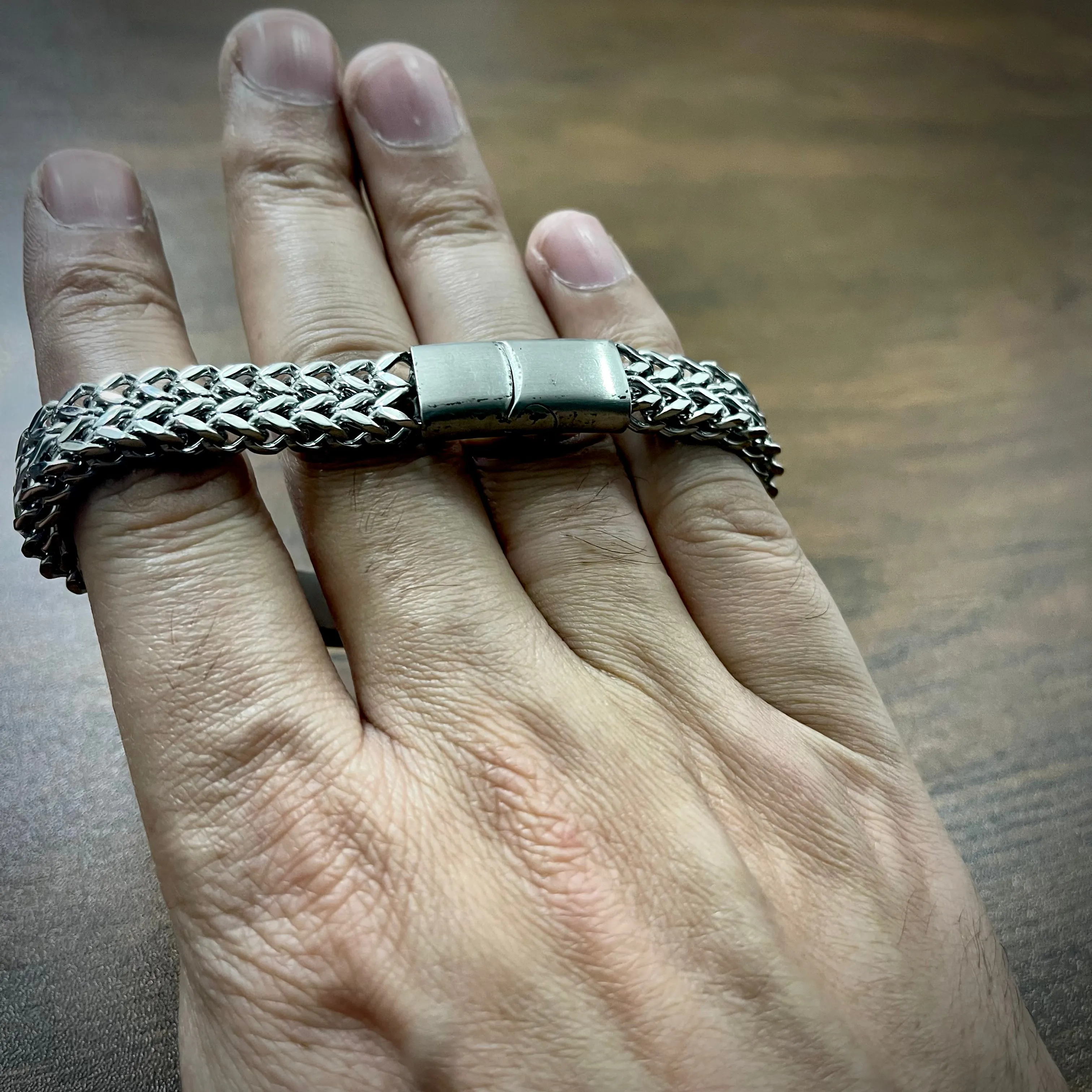 Silver GC Crown Foxtail Bracelet for Men