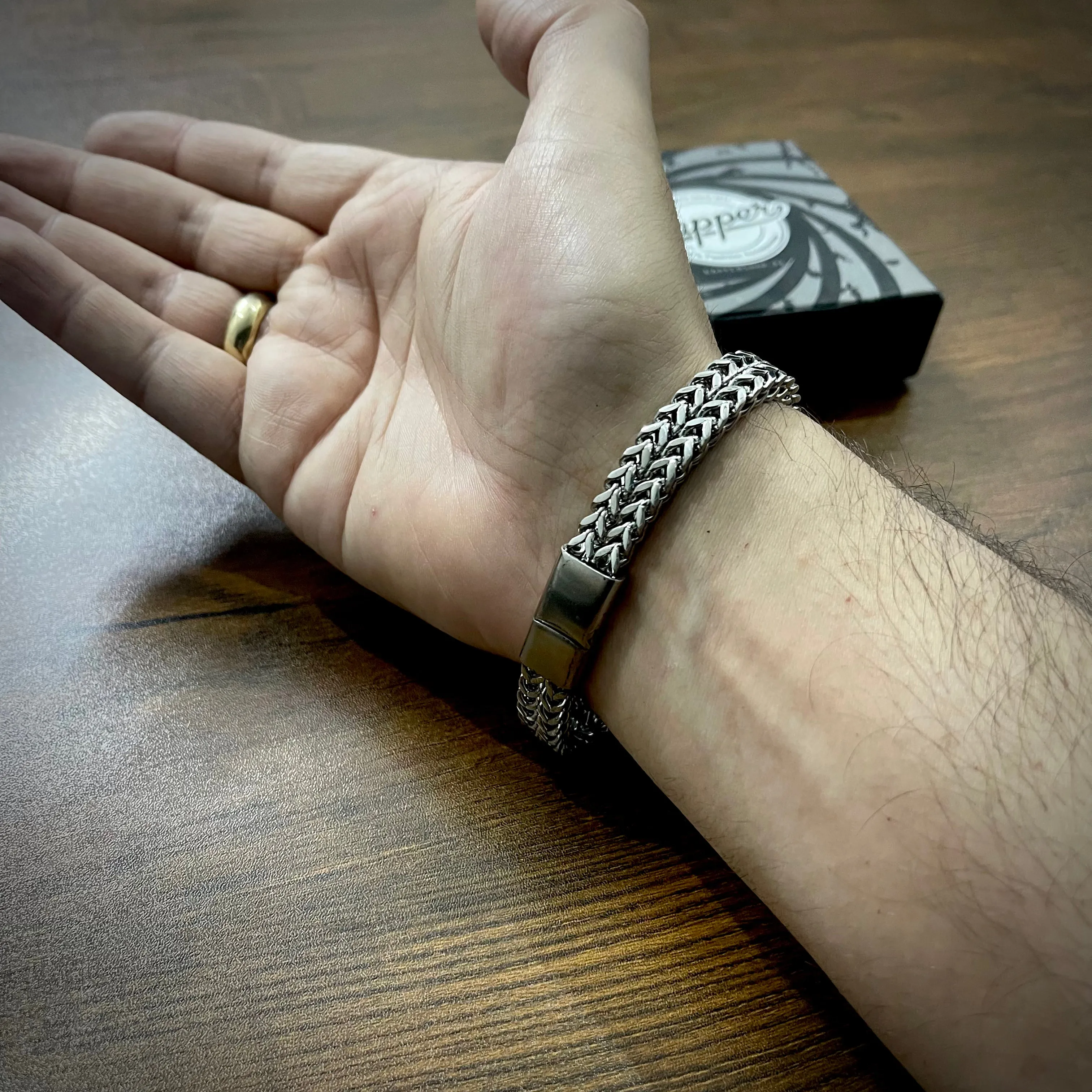 Silver GC Crown Foxtail Bracelet for Men