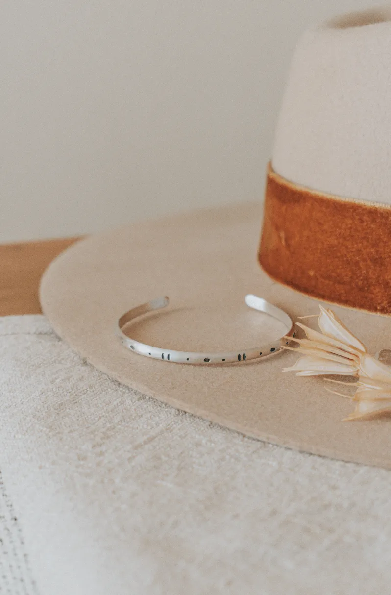 Silver Geo Stamped Cuff Bracelet