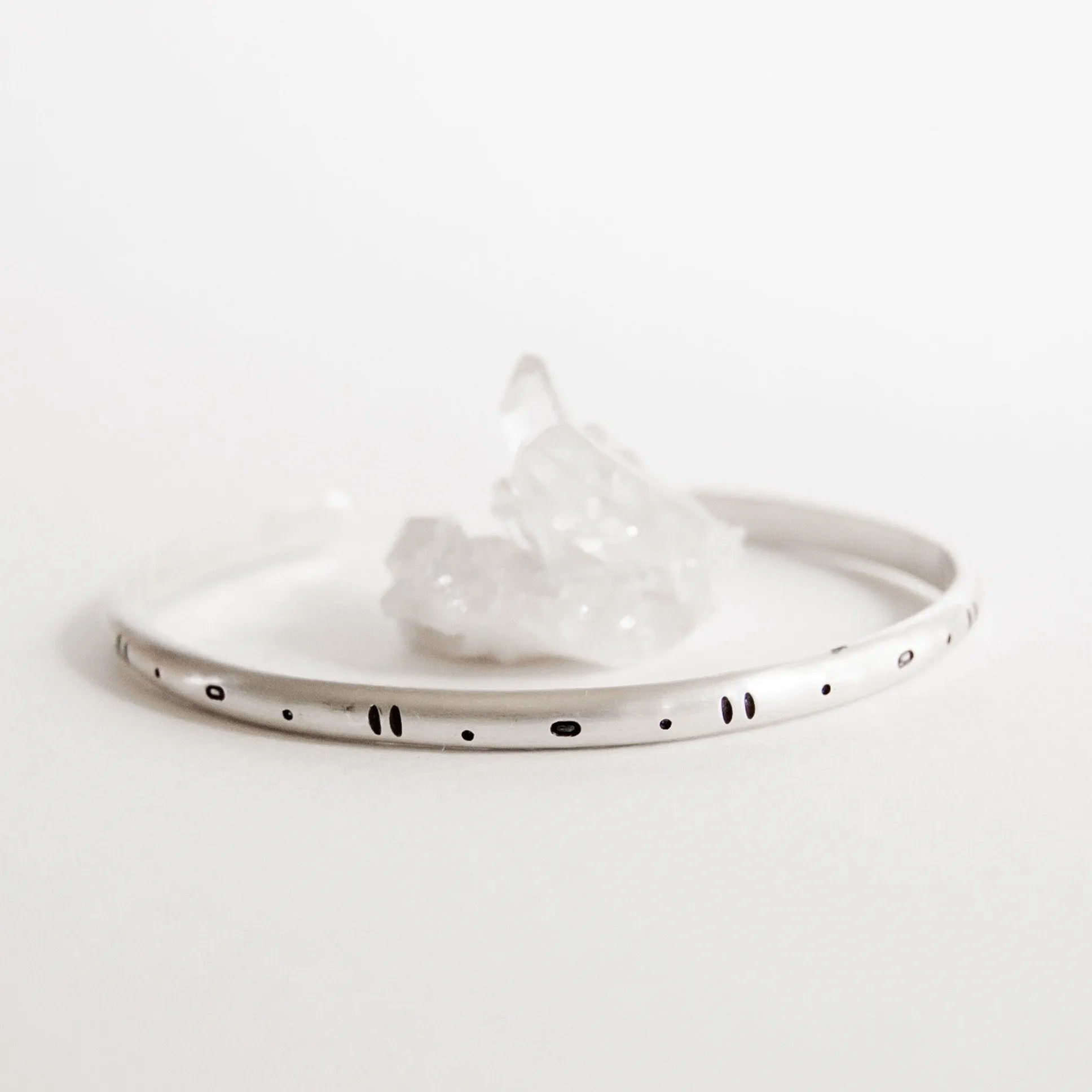 Silver Geo Stamped Cuff Bracelet