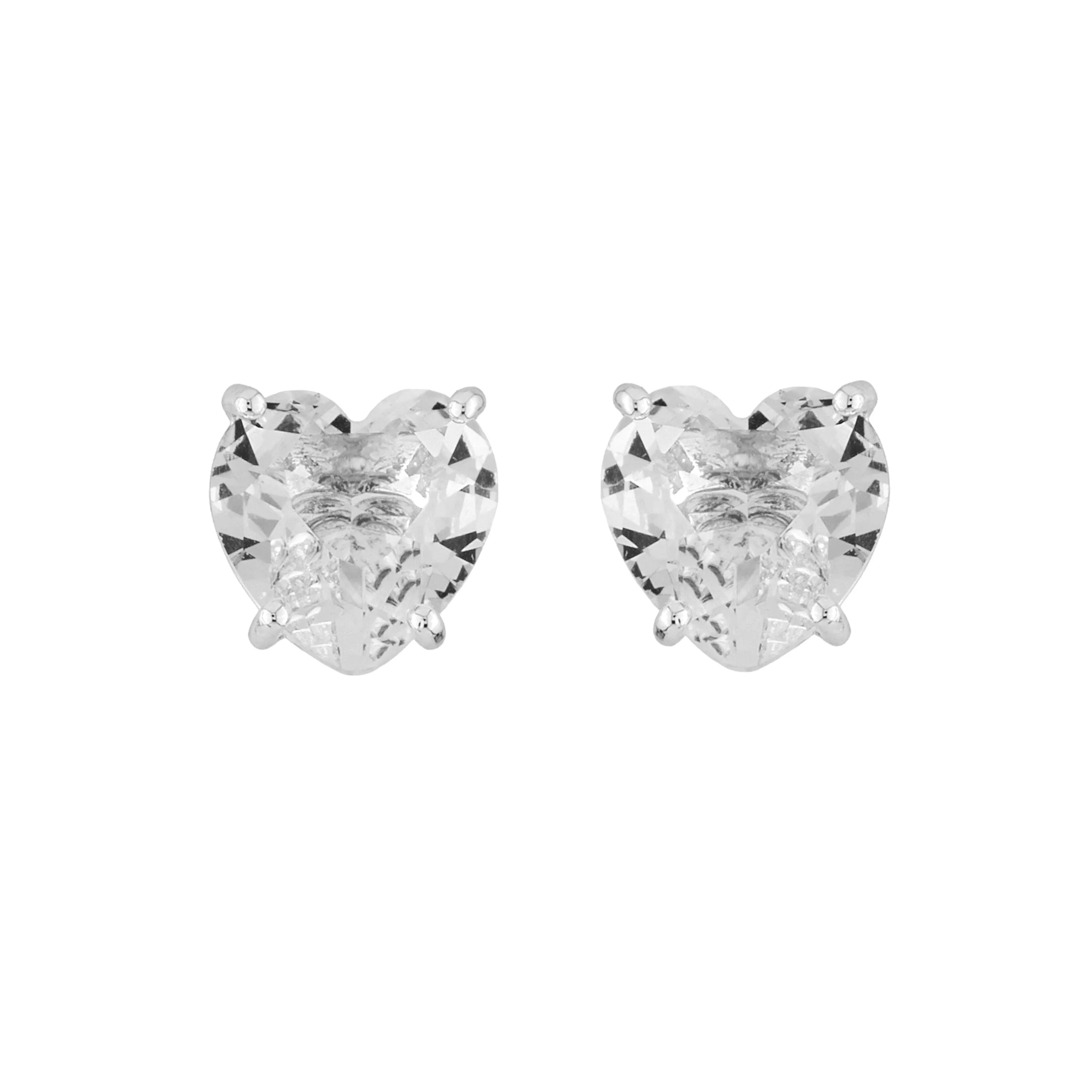 Silver Hearthstone La Diamantine Dormeuses Earrings | AILD1453
