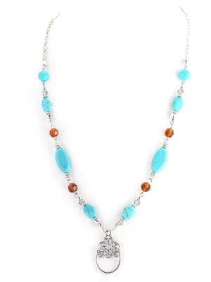 SILVER MULTI COLOR TURQUOISE AND BROWN NECKLACE  #ADX6807043 (SHBD4)
