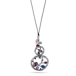SILVER MULTICOLOR NECKLACES #217PP1301 (1C3/1A14)