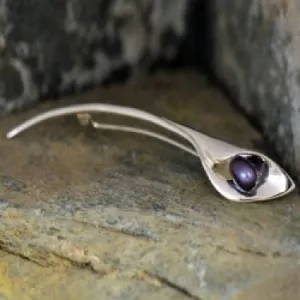 Silver Pearl Calla Lily Brooch