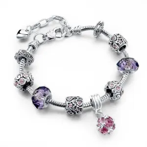 Silver Plated  Crystal&Glass Beads Charm Bracelets