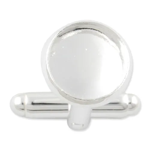Silver Plated Cufflink Blanks with round bezel setting match 10mm cabochon