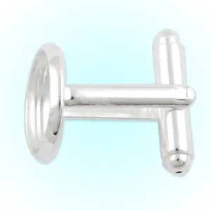 Silver Plated Cufflink Blanks with round bezel setting match 12mm cabochon