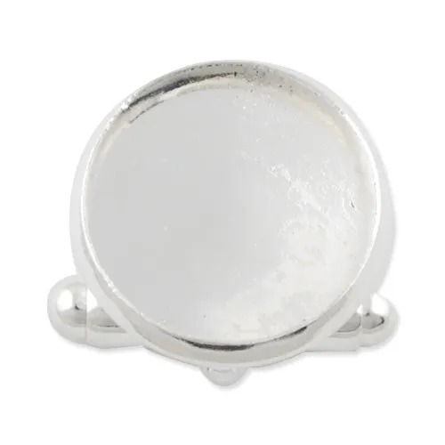 Silver Plated Cufflink Blanks with round bezel setting match 14mm cabochon