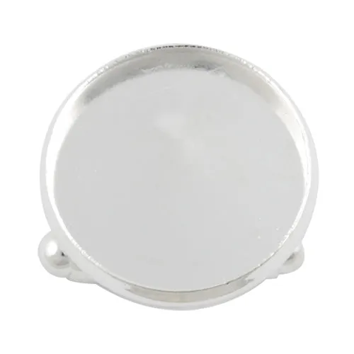 Silver Plated Cufflink Blanks with round bezel setting match 16mm cabochon