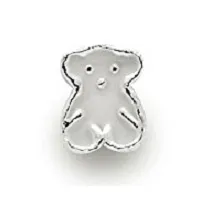 Silver Plated White Enamel Bear Charm