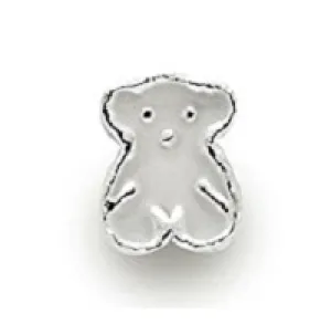 Silver Plated White Enamel Bear Charm