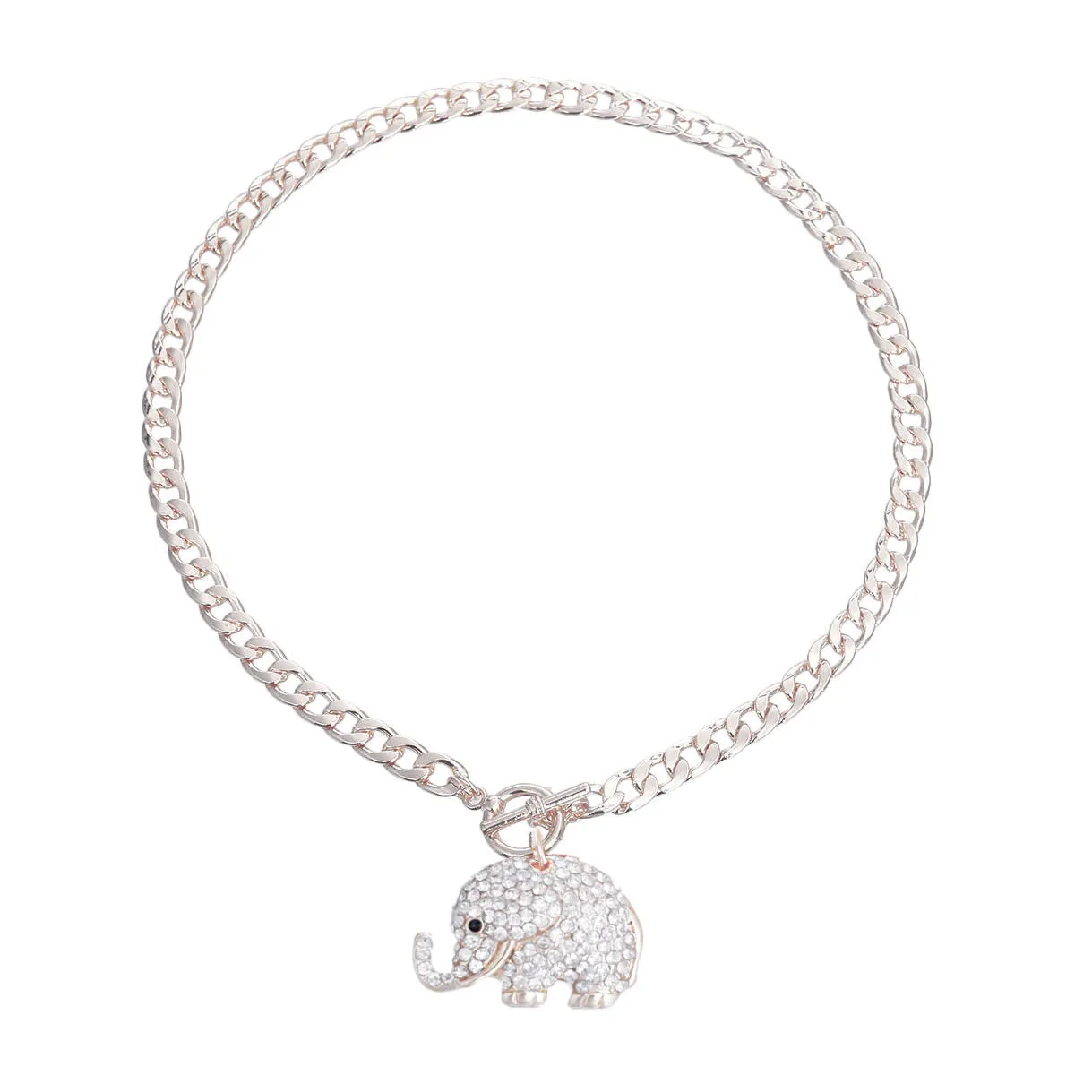 Silver Rhinestone Elephant Toggle