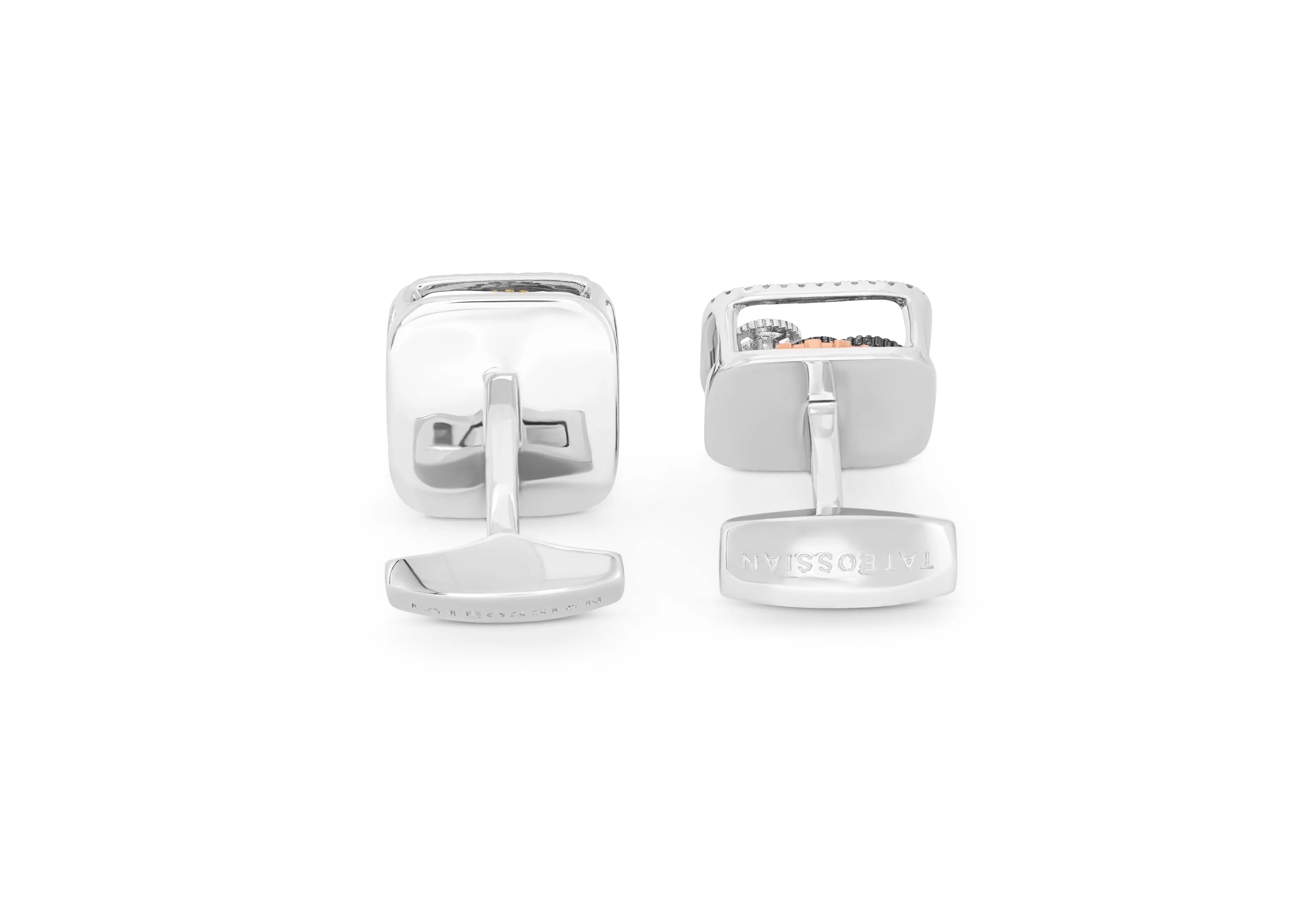 Silver Rhodium Silver Mechanical Diamond Gear Cufflink