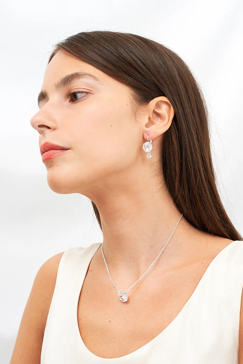 Silver Round Stone La Diamantine Pendant Necklace | AILD3013
