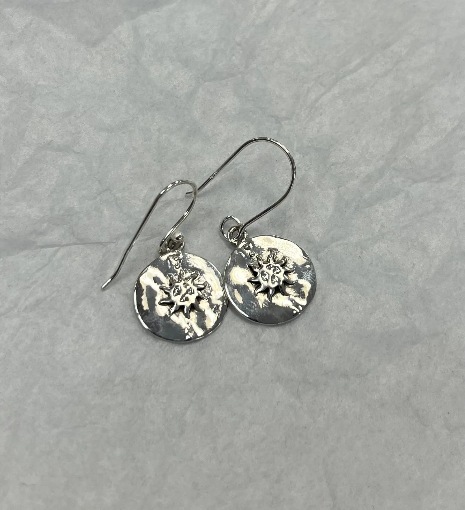 Silver Sun Dangle Earrings Sun