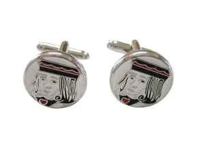 Silver Toned Card Face Pendant Cufflinks