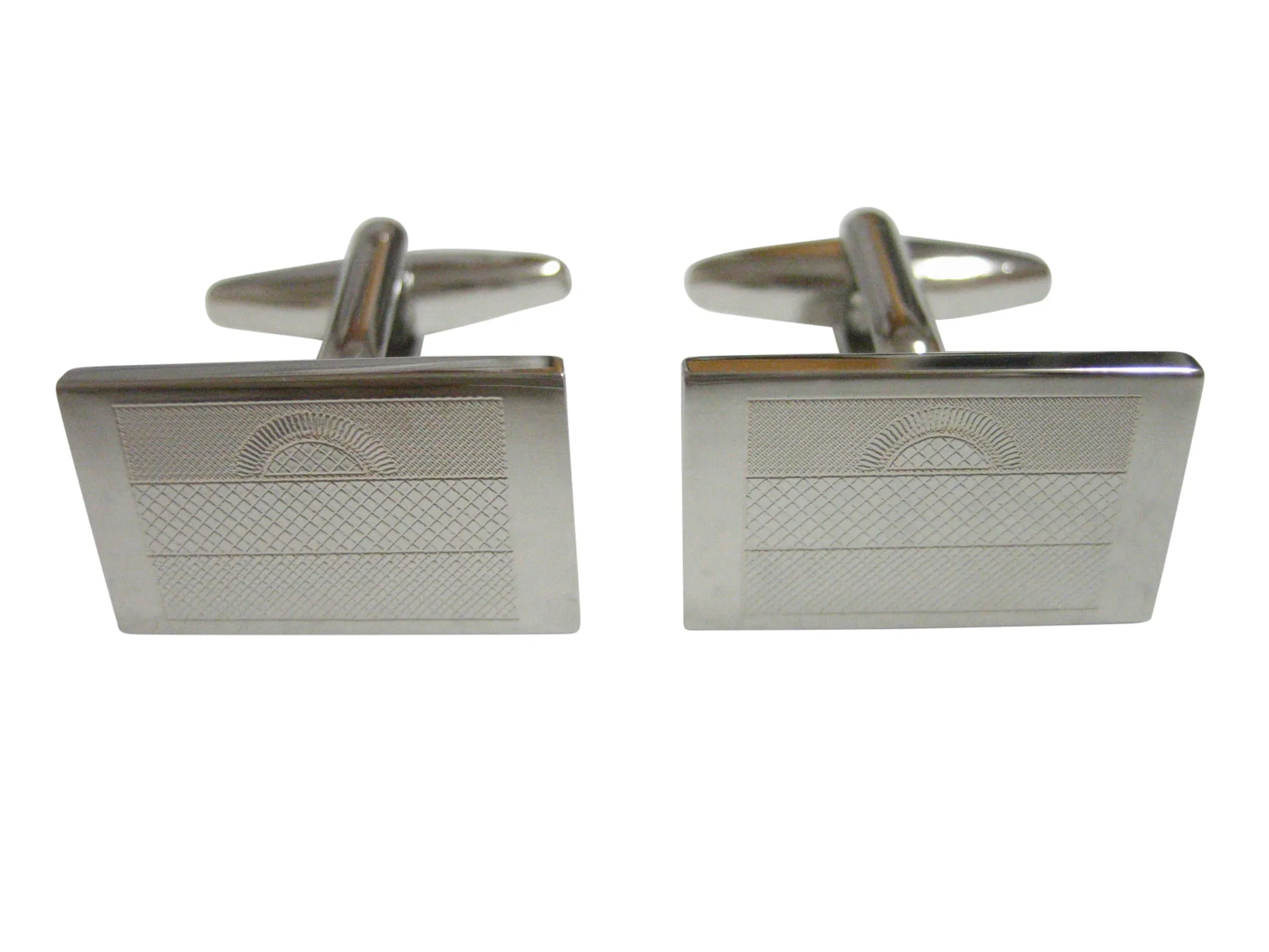 Silver Toned Etched Malawi Flag Cufflinks