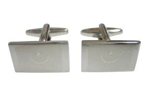 Silver Toned Etched Mauritania Flag Cufflinks