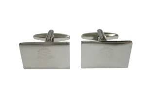 Silver Toned Etched North Dakota State Flag Cufflinks