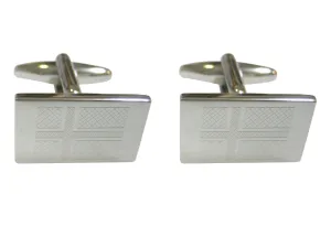 Silver Toned Etched Norway Flag Cufflinks