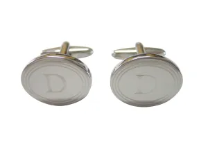 Silver Toned Etched Oval Letter D Monogram Cuffinks