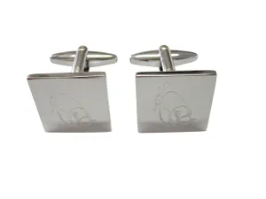 Silver Toned Etched Piranha Fish Cufflinks