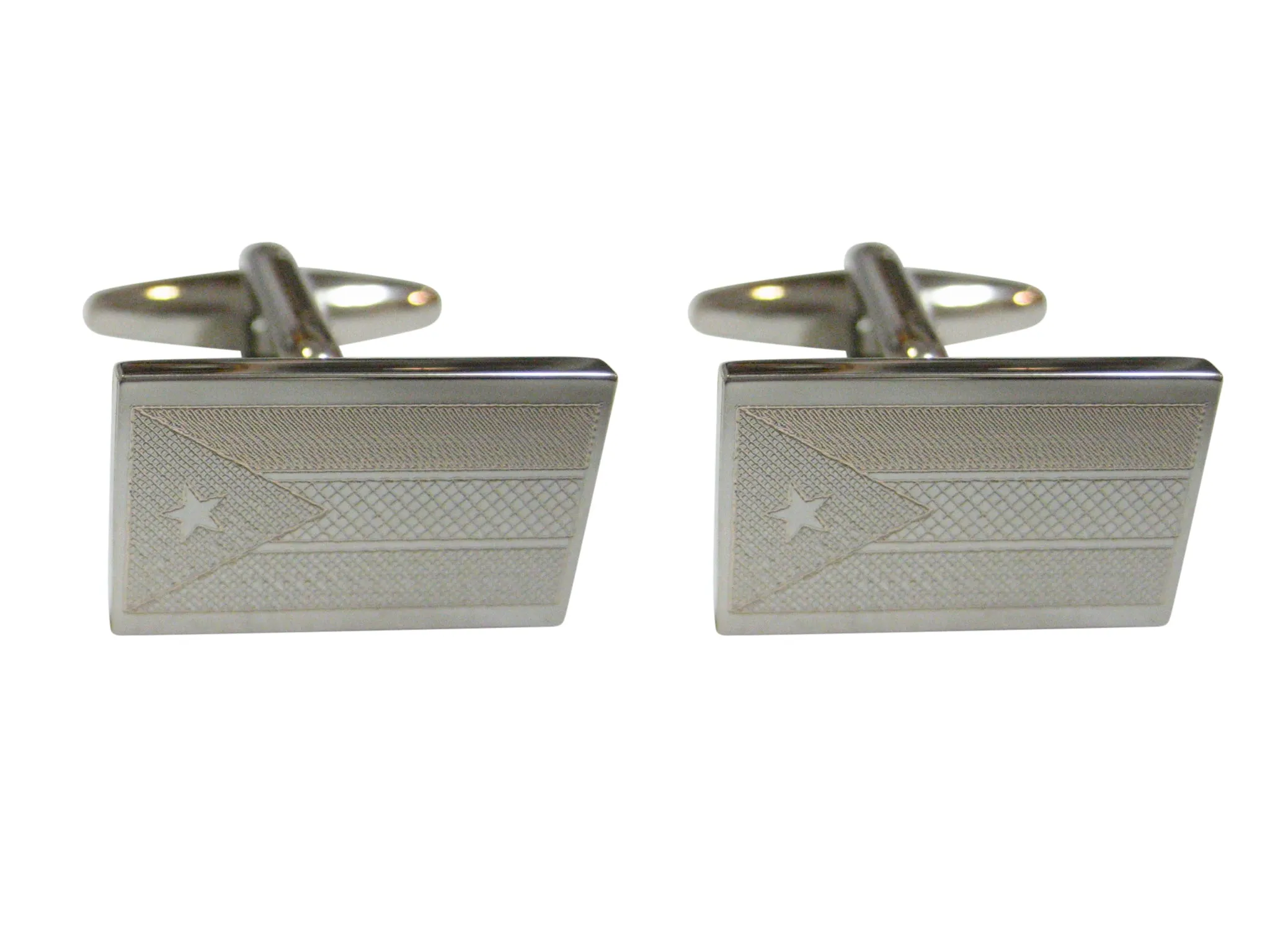 Silver Toned Etched South Sudan Flag Cufflinks