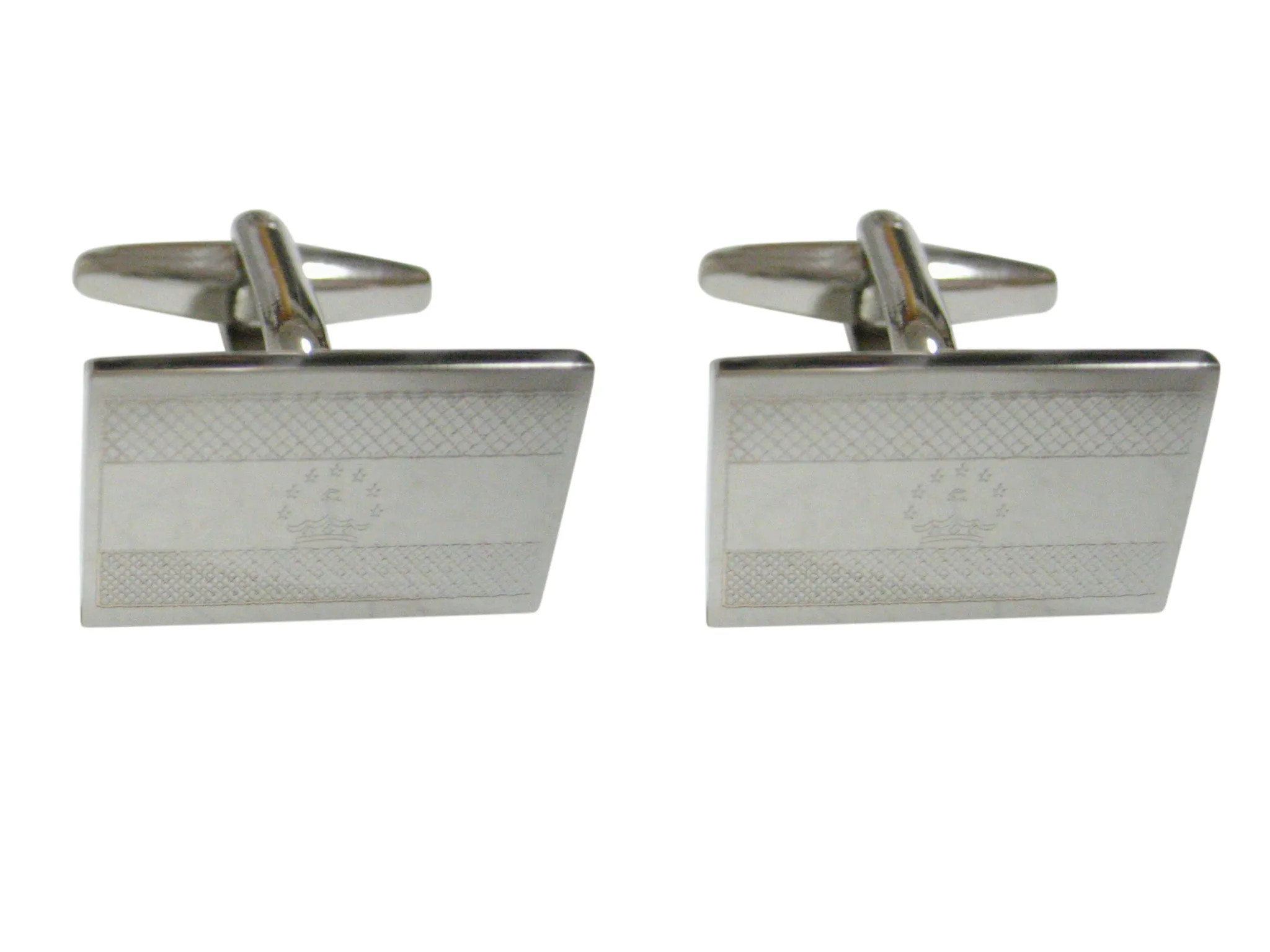 Silver Toned Etched Tajikistan Flag Cufflinks