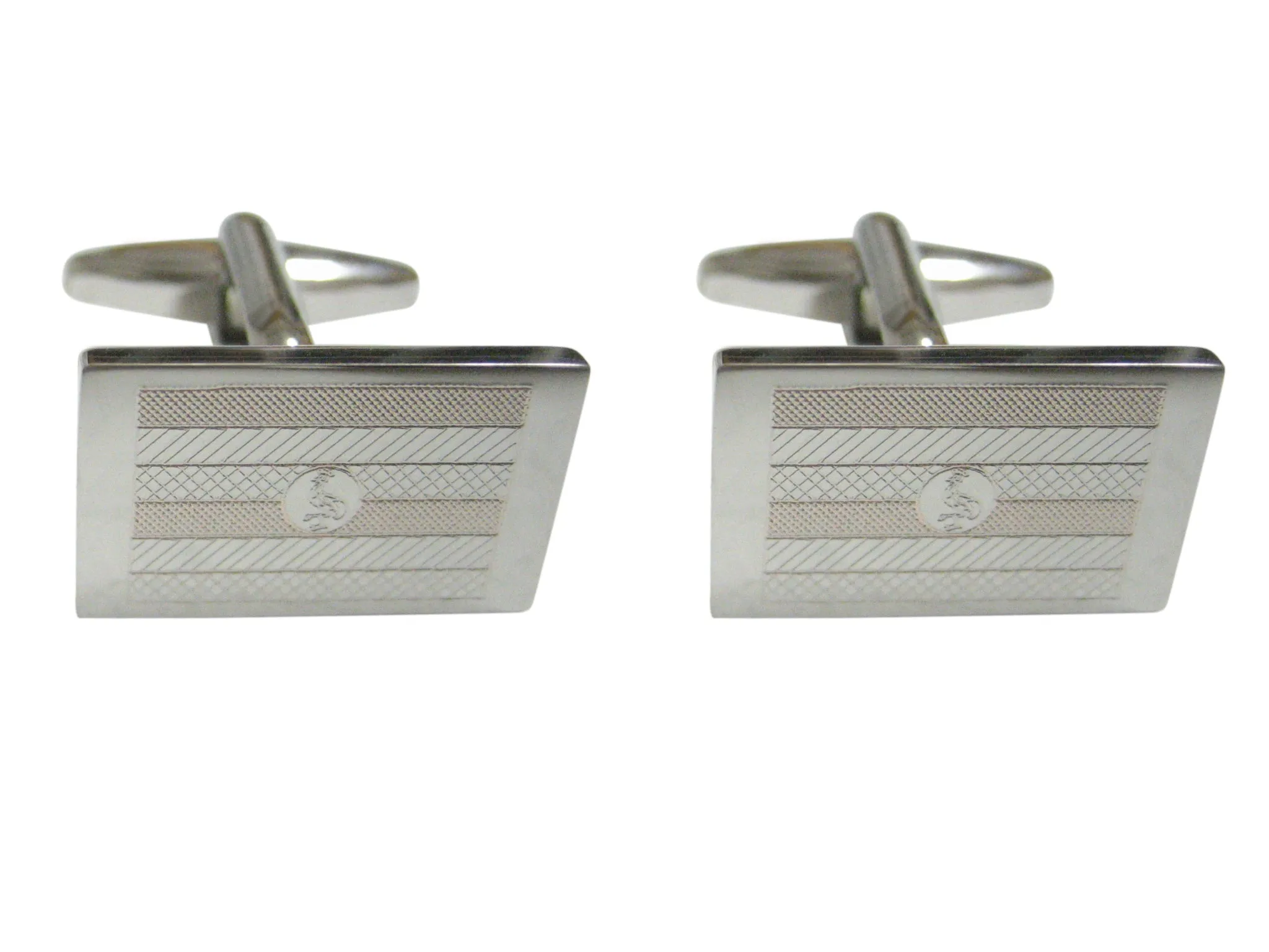 Silver Toned Etched Uganda Flag Cufflinks