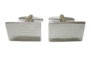 Silver Toned Etched USA American Flag and Map Shape Cufflinks