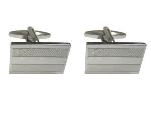 Silver Toned Etched Uzbekistan Flag Cufflinks