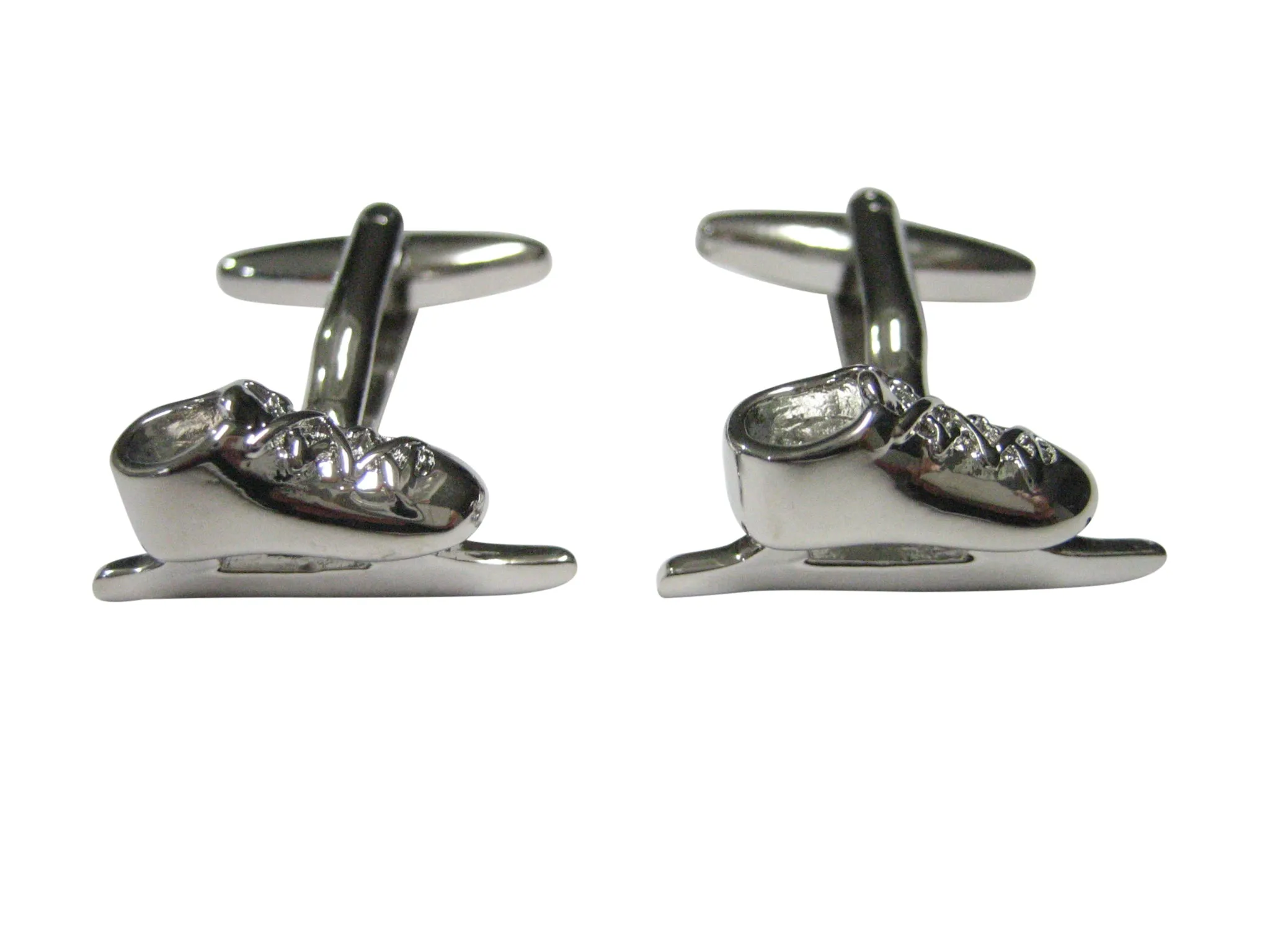 Silver Toned Ice Skating Skates Cufflinks