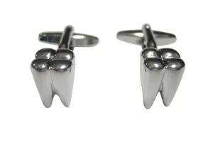 Silver Toned Shiny Dental Tooth Teeth Cufflinks
